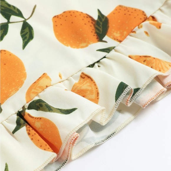 LEMON PRINT RUFFLE HEM TIE SHOULDER MINI DRESS - Picture 13 of 14